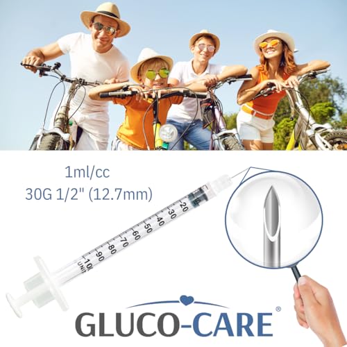 Image of GLUCO-CARE 1 ml /cc Syringes 30G x 1 /2'' (12.7mm), Orange Cap, 100 /box