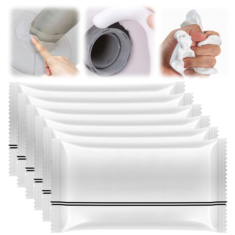 Waterproof Sealant Mastic, Waterproof Sealant Mastic Putty, Waterproof Repair Sealing Clay Sealant, Waterproof Sealant Mud for Toilet, Bathtub, Wall Corner, Air Conditioning Hole (White, 6PCS)