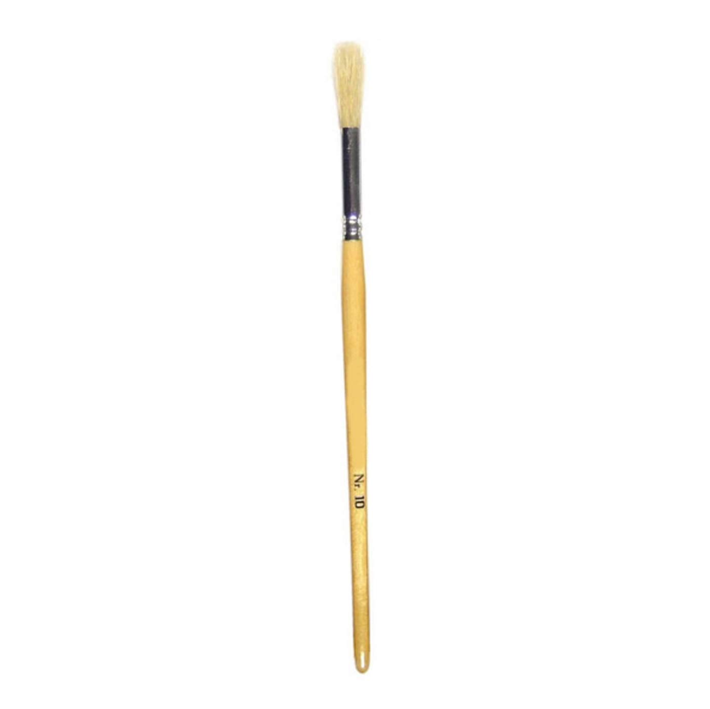 Pack of 10 Wooden Handled Childrens Paint Brushes Hog Bristle Brushes Size 10 (small)