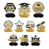 Graduation Decorations, 10 Pcs Honeycomb Centerpieces Set, Class of 2026 Graduation Centerpieces for Tables and Graduation Party Decorations