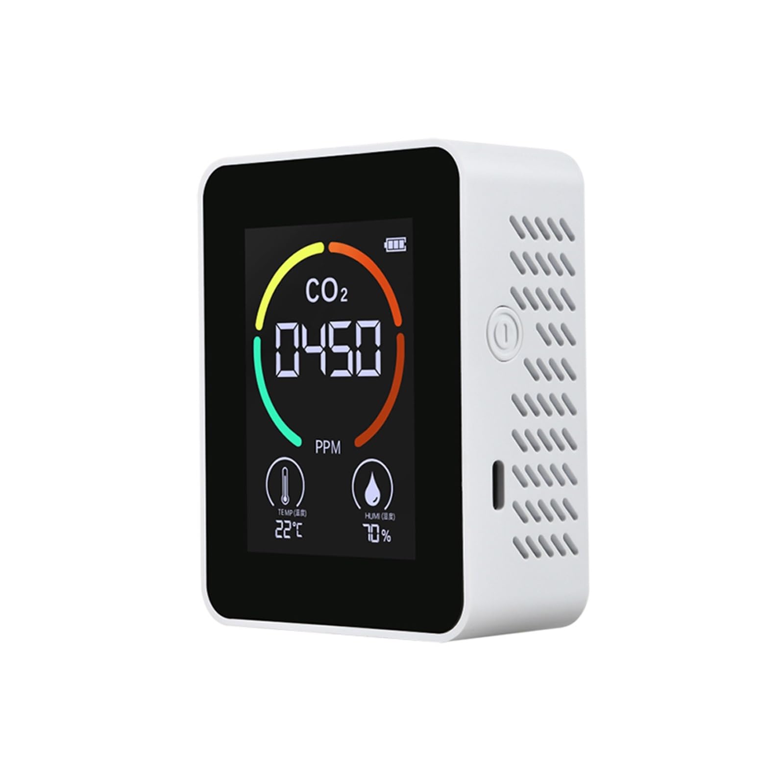 Mjfvn White Type 1 Co2 Meter Gas Detector Analyzer Air Quality Carbon Dioxide Detector Air Detector Intelligent Air Quality Air Pollution Monitor(White Type 1)