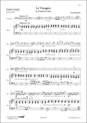 PARTITION CLASSIQUE - Le Voyageur - P. PROUST - Trombone & Piano