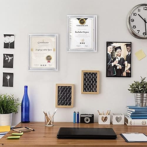 Memory Island 8.5x11 Diploma Document Frames,Real Glass Fronts, 4 Pack Silver Certificate Frames for Wall Or Tabletop Display,Diploma Frames For Degree Award