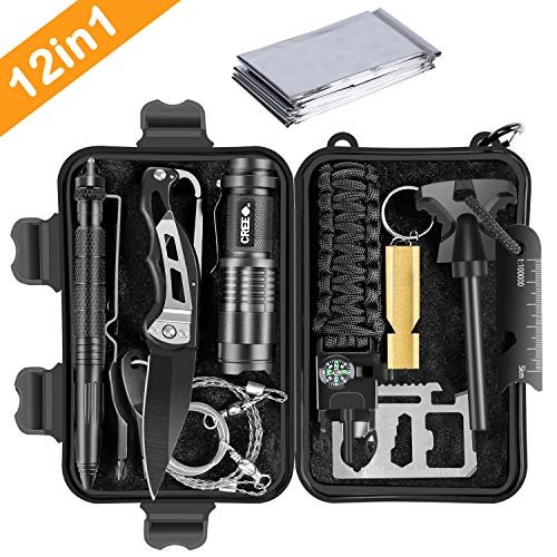 LEVORY J Portable Emergency Survival Kit, 12 in 1 Survival Gear, Amazing Gifts