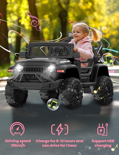 Bupplee KL-008 Ride On Truck Car 12V Kids Electric Vehicles W/Parent Remote Control, Children Ride On Suv Toy W/Safety Belt,Forward And Reverse Functions,Battery Powered,Spring Suspension,Music And Lights-Black thumb #7