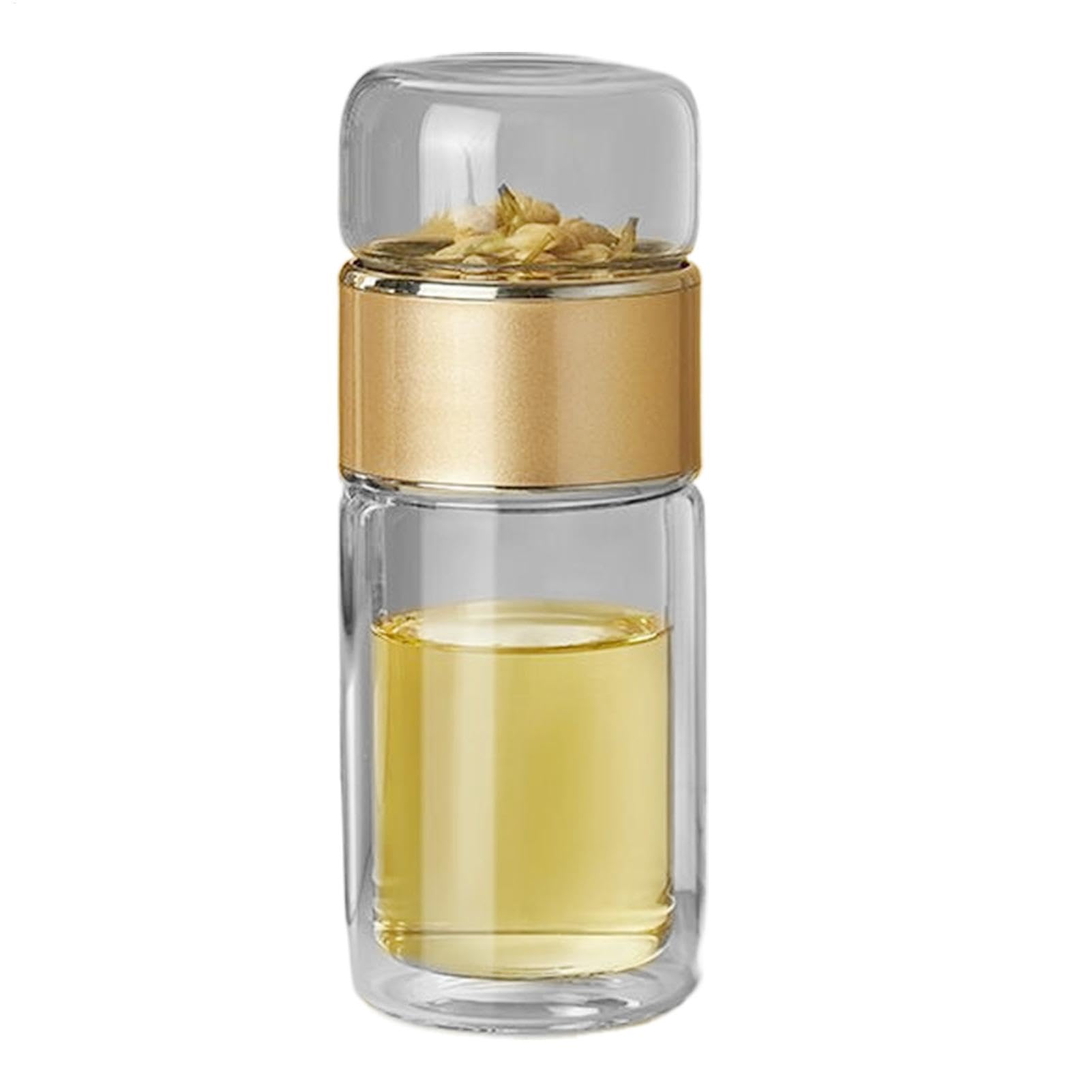 Infusifie Tea Infuser, 280/350/420 ml Glass Tea Infuser Bottle, Double-Walled Water Bottle, Tea and Water Separating Tea Bottle, Portable Travel Tea Cup with Stainless Steel Filter