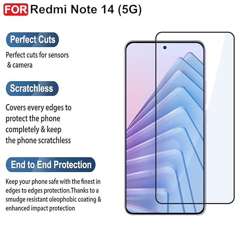 Image of CEDO Tempered Glass for Redmi Note 14 / Note 14 SE (5G) | Screen Protector Full HD Quality Tempered Glass Anti-Scratch Edge to Edge Coverage with Easy Installation Kit (Black)