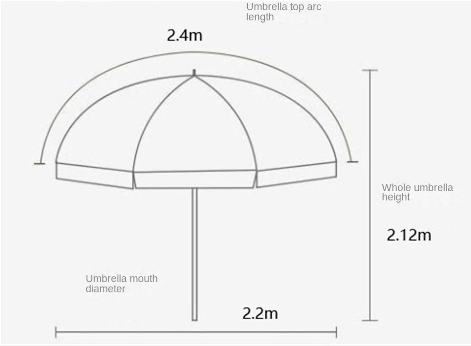 Parasol Tarasowy Przenośny Parasol Plażowy Osłona Przeciwsłoneczna Na Patio Plaży Ogród Świeżym Powietrzu Tarasie Basen Bez Podstawy Zewnątrz(Blue,2.4m)