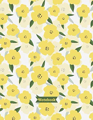 Notebook: Unlined Journal - 8.5 x 11 in unruled notebook - 100 blank plain pages - Yellow flower floral cover design