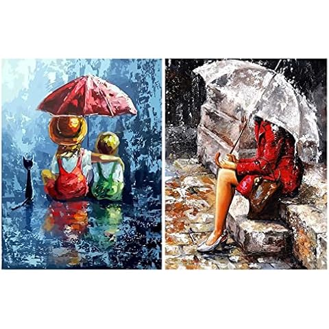 5D Diamond Painting Kits for Adults Kids DIY Diamond Art Kits Crystal Rhinestone Painting Kits Cross Stitch Full Drill Diamond Painting for Home Wall Decor 2 Pack 30x40cm Cover
