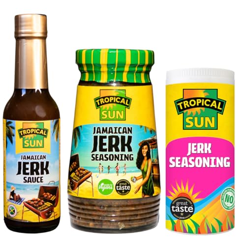 Tropical Sun Jerk Seasoning, Jerk Sauce - 3 tlg. Jamaican Jerk Gewürz Set