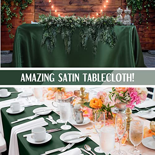 Lounsweer 8 Packs Satin Tablecloth 102 X 58 Inches Rectangle Table Cover Silk Smooth Fabric Party Table Cloth For Rectangle Table Parties, Holiday Dinner Wedding Banquet Decoration (Dark Green) #TOP5