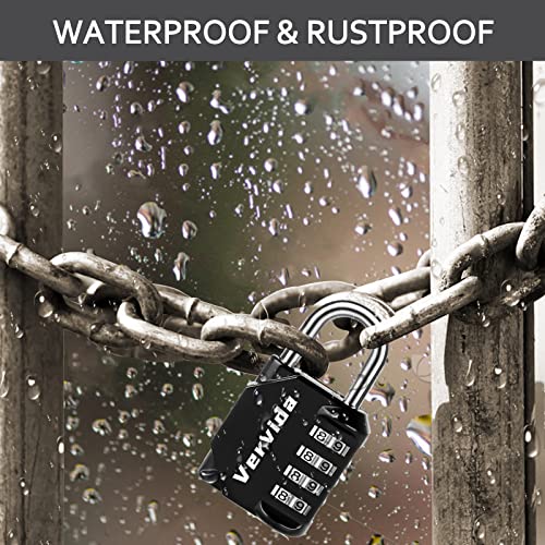 Vervida Combination Lock Resettable, 2 Pack 4 Digit Outdoor Waterproof Combo Padlock For School Gym Locker, Sports Locker, Fence, Toolbox, Gate, Hasp Storage (Black) #TOP4