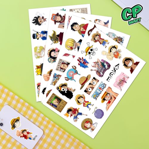 Image of Anime Stickers - Vinyl Waterproof Laptop Decals | Anime Characters Aesthetic Sticker Set for Water Bottle, Skateboard, Notebook (One Piece)