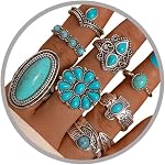 Turquoise Rings Set Boho Western Rings for Women Vintage Stackable Ring Western Stuff Accessories Cowboy Jewelry for Women