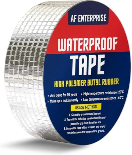Image of Waterproof Repair Tape 5cm x 5m Aluminium Foil Sealant | Heavy Duty Adhesive Leak Proof Tape for Pipe Leakage, Roof Crack, Wall Sealing | Heat Resistant Strong Grip Waterproof Tape (Silver)
