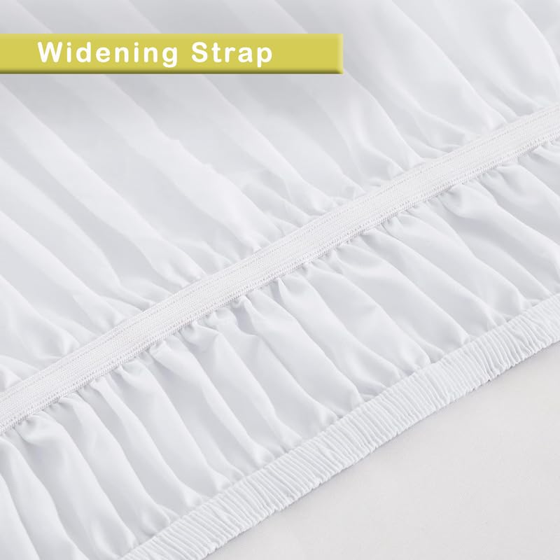 MILKY WAY DECORE - Microfiber Bed Skirt Wrap | Solid Easyfit King Size 15 Inch Drop Tailored Wrinkle Fade Resistance Soft Fabric Stylish Design Bedskirts- (White, 76 * 80 in) 3