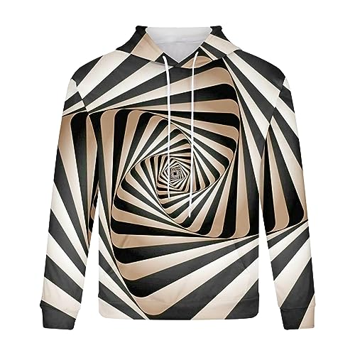 Muscularfit Long Sleeve T-Shirt Sweatshirts for Men Drawstring 3D Dizziness Print Graphic Pullover Casual Lightweight Hoodies2