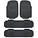 BDK Heavy Duty VAN SUV Rubber Floor Mats - 4 Pieces 3 Rows Full Set - All Weather Trimmable Mat (Black)