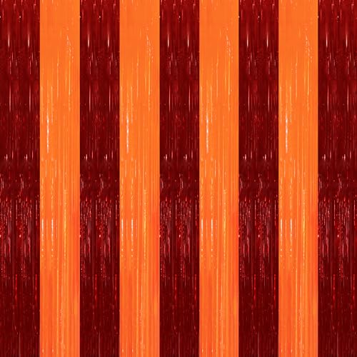 Image of TONIFUL 2Pcs Red Orange Door Streamers,Green Photo Booth Backdrop,Metallic Streamers Green Foil Fringe Curtains for Birthday,Christmas,New Year,Thanksgiving,St. Patrick's Day Party Streamers Decor