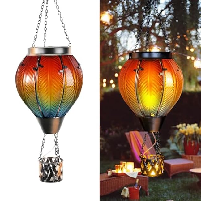 Hot Air Balloon Solar Lantern, Solar Powered Hot Air Balloon Lights Outdoor Hanging Solar Lanterns Waterproof for Garden Porch Yard Patio Pathway Decorations