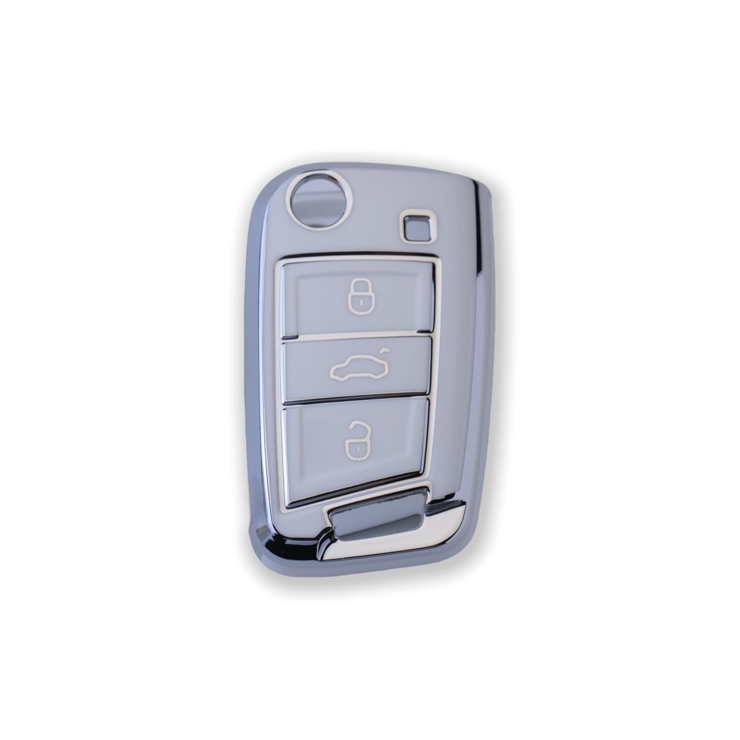 RUXYAXFOL TPU custodia per chiavi auto, adatta per VW Touareg Touran Seat Leon Fabia Ibiza Skoda Fabia Octavia Superb Polo Golf 7 Mk7 custodia chiavi auto, 2 pezzi, bianco argento