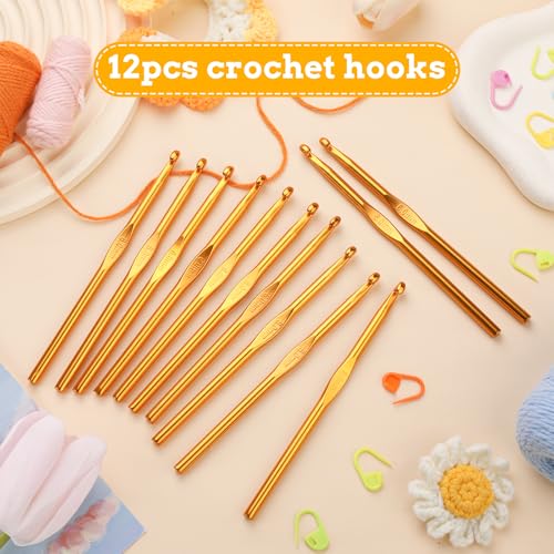 Image of UzecPk 12Pcs Size J / 6.0mm Crochet Hooks, Aluminum Crochet Needles Metal Crochet Hook, Crochet Hook Bulk Crochet Needle for Crocheting Yarn Knitting Scarf Hat