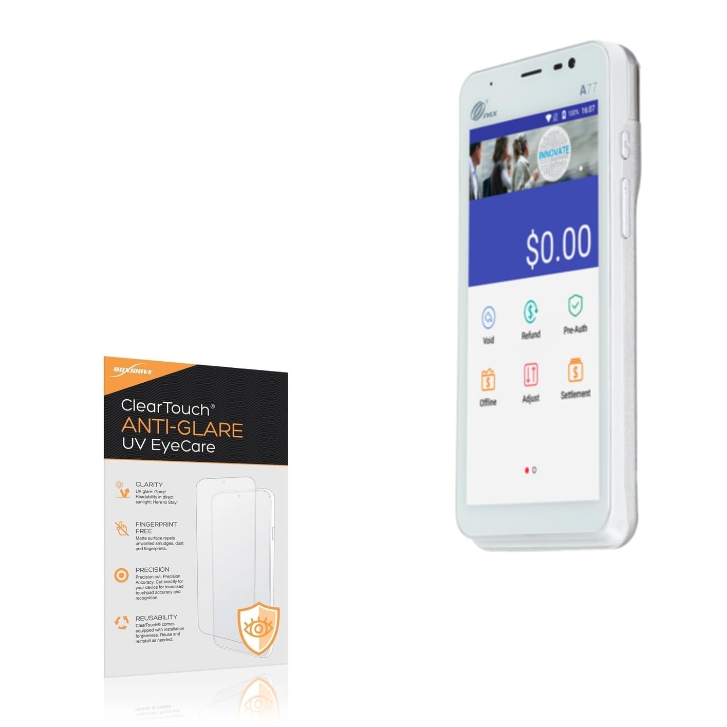 BoxWave Screen Protector Compatible With PAX A77 - ClearTouch Anti-Glare Anti-UV EyeCare (2-Pack), Filters out Harmful Blue Light Reduce Fatigue