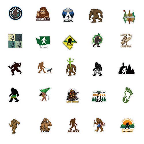 50 Pack Bigfoot Outdoor Nature Vinyls Stickers Water Bottles Laptop Car Phone Guitar Skateboard Computer Cartoon Animal Bigfoot Sticker Vinyl Waterproof Aesthetic Trendy Decals For Girls Teens Boys Adults #TOP3
