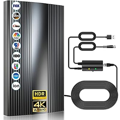 Digital Antenna for Smart Tv Indoor/Outdoor Local Channels, Strongest HDTV Antenna for 8K 4k 1080p - Amplifier Signal Booster & 38ft Coax Cable