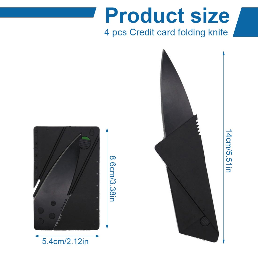 4 Pezzi Coltello Per Carte Di Credito, Coltello Pieghevole Per Carte Di Credito, Coltello Tascabile Per Esterni, Mini Coltello Tascabile per Campeggio, Escursionismo, Caccia