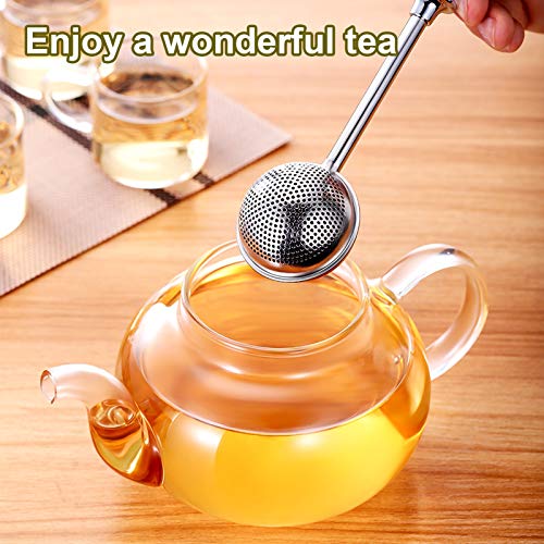 Tea Ball Infusers, Long-Handle Tea Strainer Stainless Steel For Loose Leaf Tea Spices And Seasonings In Office Or Travelling, With A Saucer. #TOP1