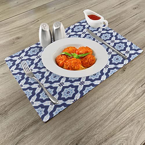 ABAKUHAUS Blu Tovaglietta Americana Set di 4