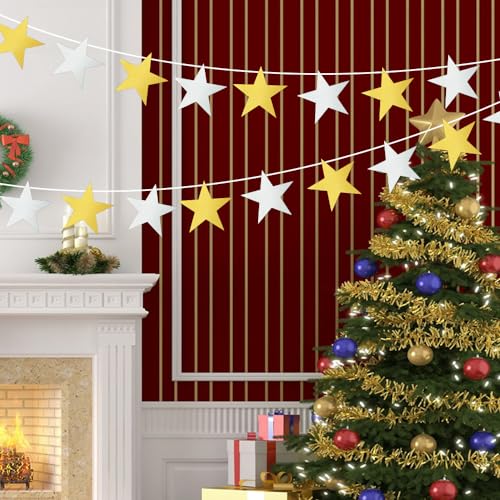 Image of 24PCS Star Cutouts, Double Printed Paper Stars Cutouts, 6 Inch Cardboard Star Cutouts, Glitter Stars Decorations for Christmas Wedding Movie Night Classroom Wall Party Supplies, Gold Silver