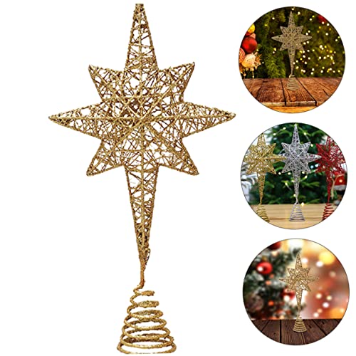 Adorno de Navidad estrella de ocho puntas dorada Abaodam decorativa para árbol 7