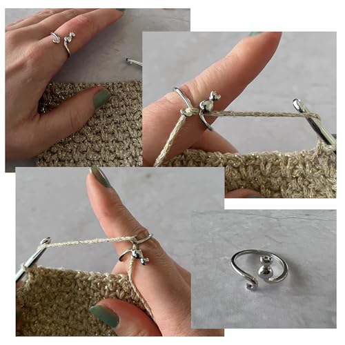 Image of Namifin Crochet Ring for Fingure Adjustable Crochet Tension Ring Yarn Tension Rings Easy Crocheting Crochet Accessories Mother Grandma Thanksgiving Presents