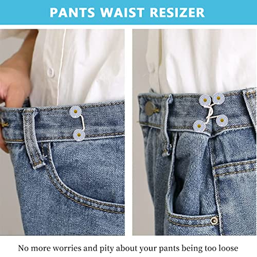 Image of SANNIDHI 8Pcs Adjustable Waist Buckle for Jeans Pearl Detachable No-Sew