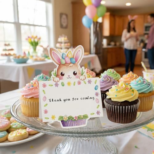 Fancy Land Easter Place Cards Cute Bunny Chick Carrot Cake Tent Cards for Spring Wedding Party Dinner Decoration Table Setting Supplies 24Pcs