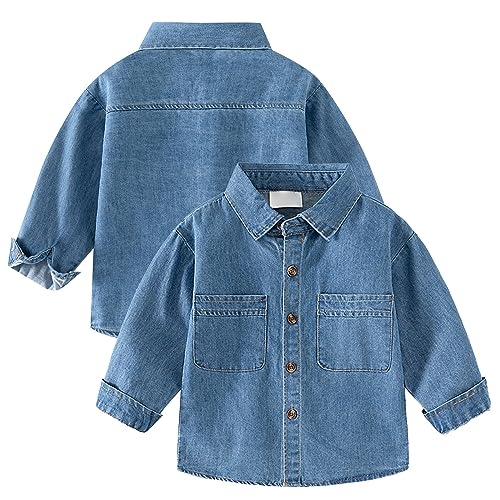 Toddler Boys Denim Jackets Button-Down Long Sleeve Jeans Jacket Kids Collar Fall Basic Coats with Pockets Color Shirt2
