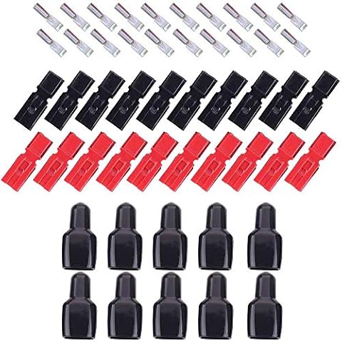CESFONJER Powerpole Quick Connect Battery Connectors - 10 Pair Quick Disconnect 30A 600V Power Connector Battery Plug+terminals Red Black Cover