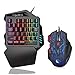 HXSJ Tastiera da Gioco a Una Mano J50 Mouse da Gioco cablato con Luce di respirazione Combo Tastiera e Mouse a 7 Pulsanti DPI 700 DPI