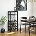 Homfa Bamboo Wine Rack Free Standing Wine Holder Display Shelves with Glass Holder Rack, 16 Bottles Stackable Capacity for Home Kitchen, Espresso
