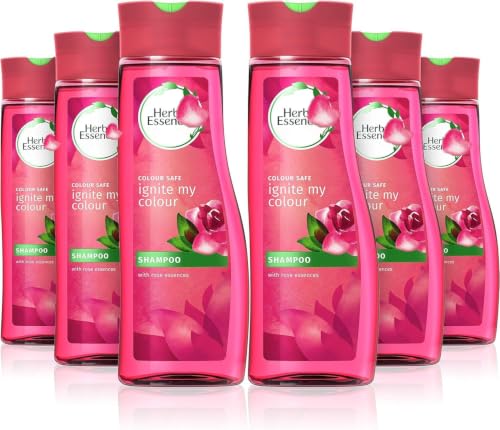 Image of Herbal's Essence's Ignite My Colour Rose Shampoo for Coloured Hair, Rose Extract, Colour Protection & Hydration, 400ml Each, (Pack of 6).