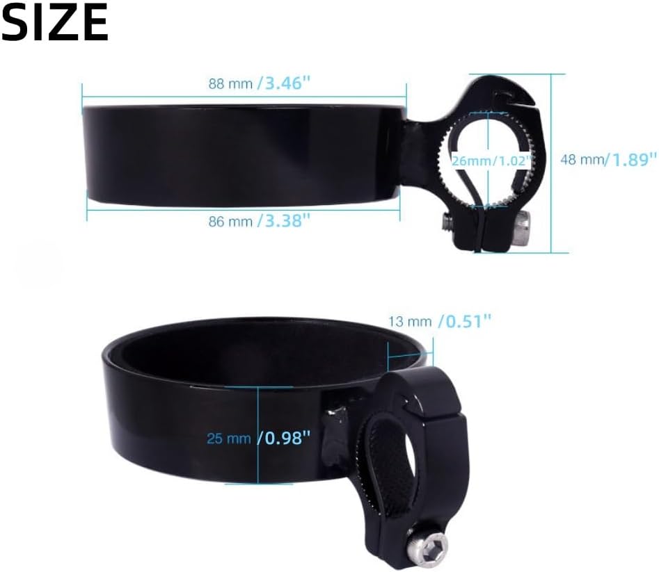 Miniatura 4 de Portavasos de aluminio de alta calidad para manillar de bicicleta, seguro, elegante y versátil, cochecitos de bebé disponibles (portavasos C, negro)