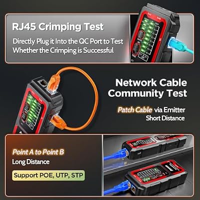 AMPCOM Rechargeable Tone Generator and Probe Kit, Wire Tracker & Cable Tracer with NCV Detection, PoE-Safe RJ45/RJ11 Ethernet Tester, USB-C Charging - Flashlight for Cat5/Cat6 Network Cable Testing