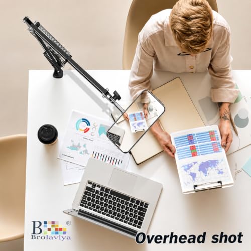 Image of BROLAVIYA Ovehead Magnetic Phone Holder with Adjustable Clamp Arm | Hands-Free Bed, Desk & Table Mount | 360 Rotation | Strong Magnet Compatible with iPhone and Smartphones for Home, Office