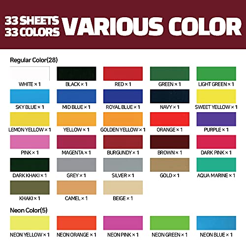 Gio-Flex Heat Transfer Vinyl 10"X12"-33 Sheets Htv Assorted Color Bundle Pack Iron-On Transfer Design For T-Shirts Compatible With Cricut Silhouette Cameo Heat Press Machine Easy To Weed Cut #TOP2