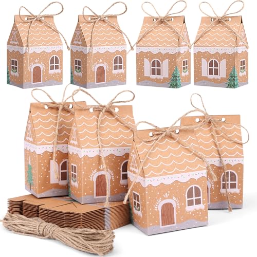 LEMESO 24 Sacs Cadeau de Noël, Boîte de Calendrier de l'Avent à Remplir, Sac en Papier Kraft Sac Bonbon Idéal pour Noël Anniversaire Mariage