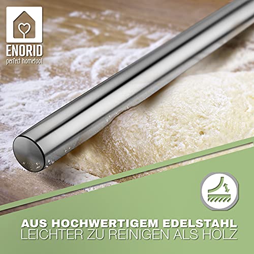 Foto von Enorid | Nudelholz Edelstahl – Teigroller – Rostfreie Teigrolle 30cm – Für Pizza, Kuchen, Nudelteig & Fondant