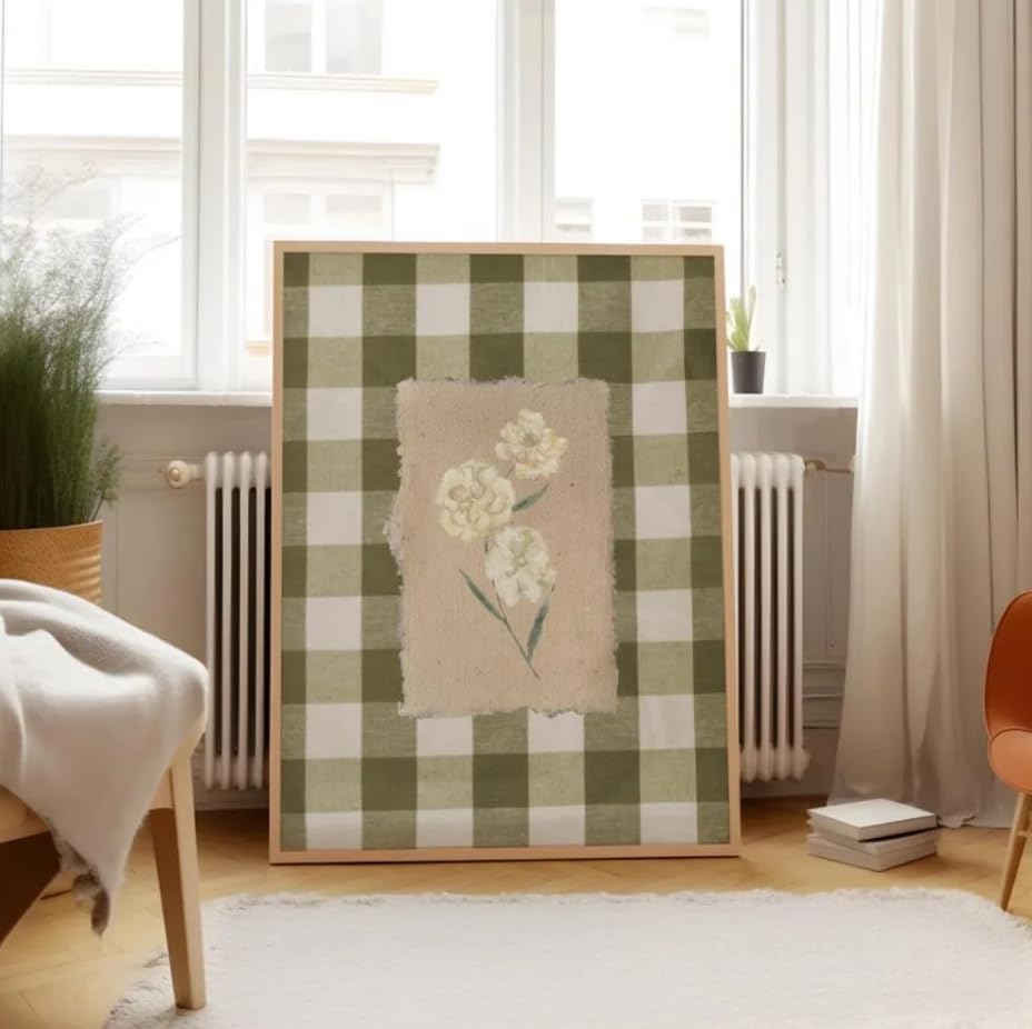 Tableau mural tendance carreaux verts décoration salon retro